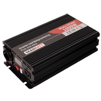 SKANBATT Inverter 12V 1000W Ren Sinus med Nettprioritering og Trådløs Fjernkontroll