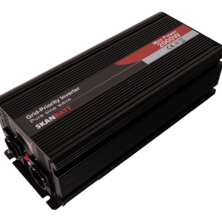 SKANBATT Inverter 12V 2000W Ren Sinus med Nettprioritering og Trådløs Fjernkontroll 420x165x120mm